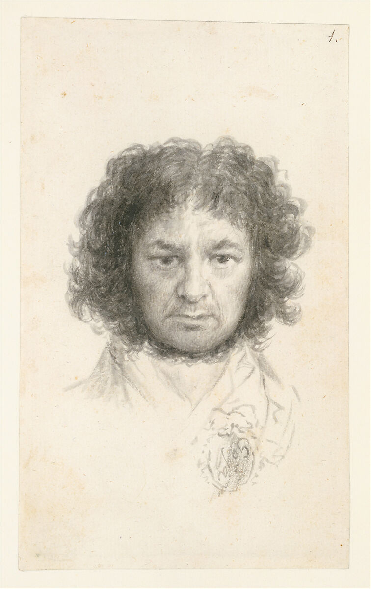 Self-Portrait, Goya (Francisco de Goya y Lucientes) (Spanish, Fuendetodos 1746–1828 Bordeaux), Brush and point of brush, carbon black ink
