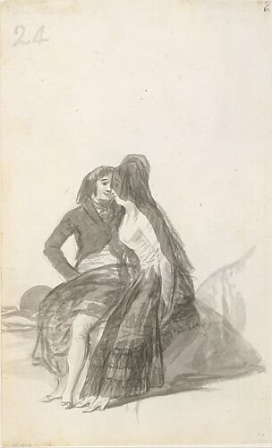 Lovers Sitting on a Rock; folio 24 (verso) from the Madrid Album 
