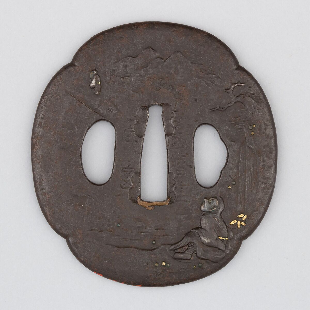 Sword Guard (Tsuba), Iron, copper, Japanese 