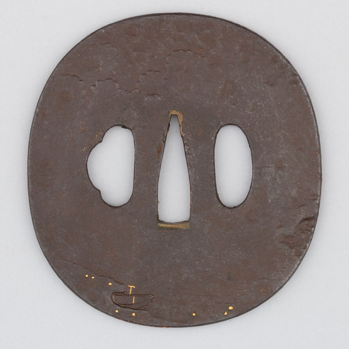 Sword Guard (Tsuba), Iron, copper, Japanese