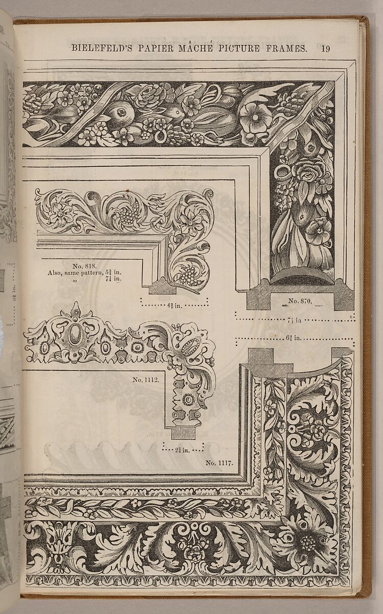 Illustrated Tariff of the Improved Papier-Mâché Picture Frames, also, Enriched Mouldings, made by machinery in twelve feet lengths, without join, Written and published by Charles Frederick Bielefeld (British, active 1836–50), Illustrations: wood engraving, lithographs