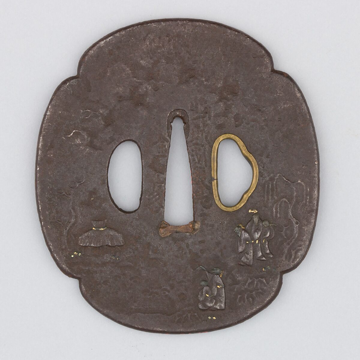 Sword Guard (Tsuba), Iron, copper, Japanese 