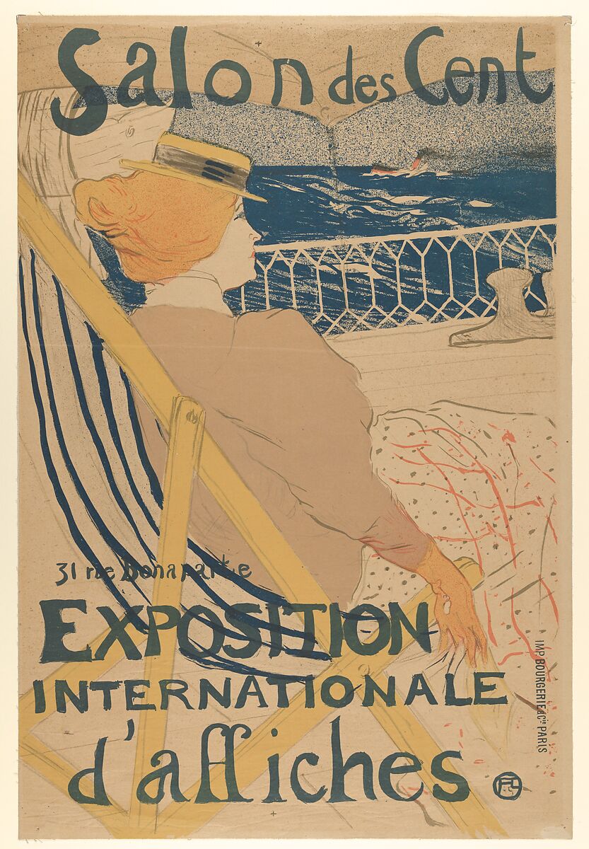 Salon des Cent:  Exposition Internationale d'affiches, Henri de Toulouse-Lautrec (French, Albi 1864–1901 Saint-André-du-Bois), Lithograph printed in seven colors on machine wove paper 