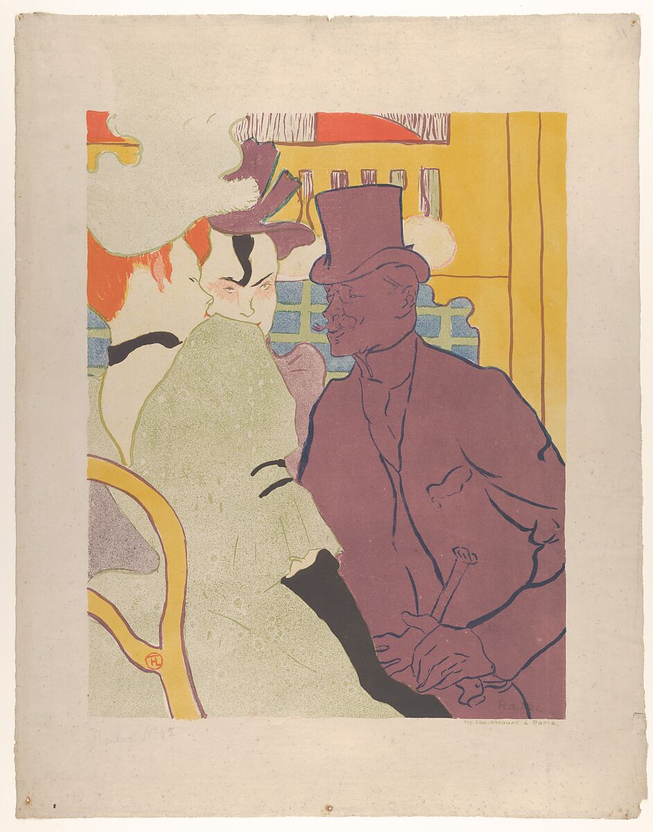 The Englishman at the Moulin Rouge, Henri de Toulouse-Lautrec (French, Albi 1864–1901 Saint-André-du-Bois), Lithograph printed in six colors on laid paper; second state of two 