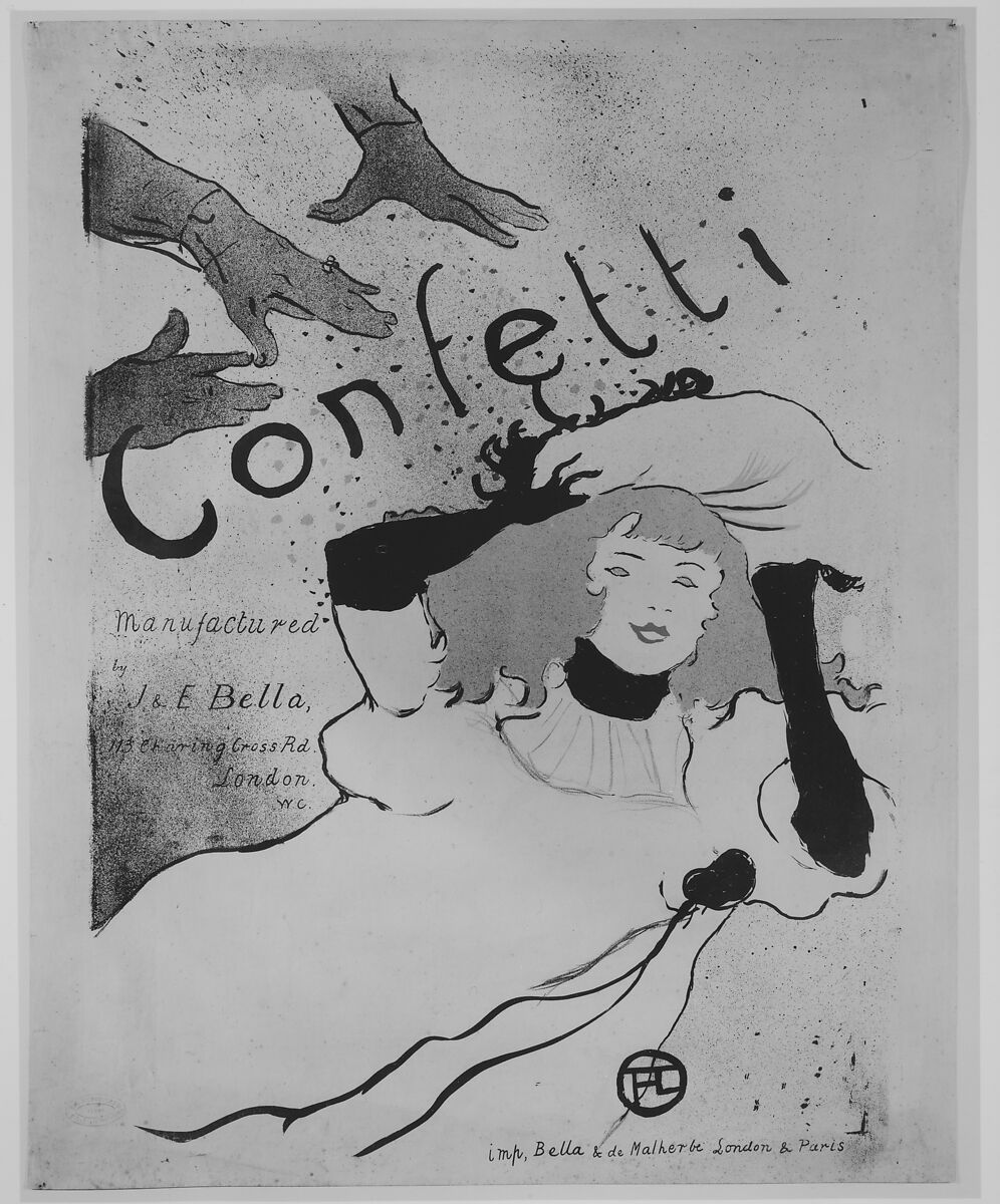 Confetti, Henri de Toulouse-Lautrec (French, Albi 1864–1901 Saint-André-du-Bois), Lithograph printed in three colors on vellum 