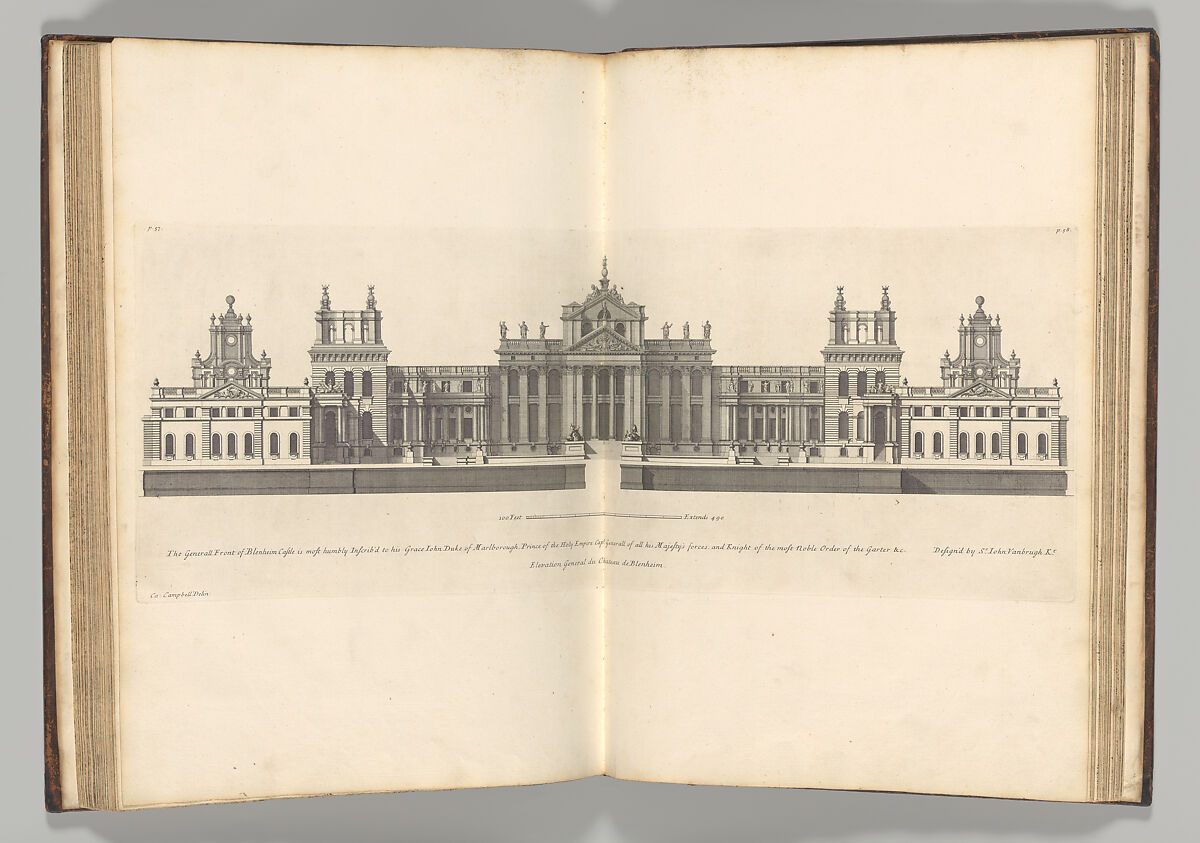 Vitruvius Britannicus or The British Architect, The Plans, Elevations, and Sections of the Regular Buildings, both Publick and Private, in Great Britain,..., Colen Campbell (British, Brodie, Scotland 1676–1729 London), Illustrations: etching and engraving