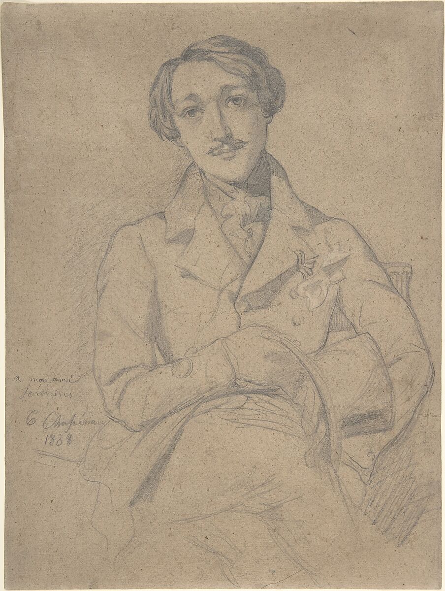 Portrait of Jennins, Théodore Chassériau (French, Le Limon, Saint-Domingue, West Indies 1819–1856 Paris), Graphite and touches of black chalk on beige laid paper 