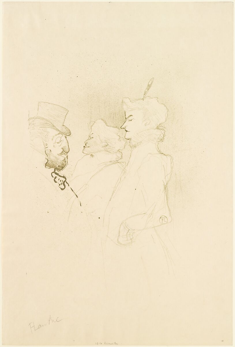 Why Not? . . . Once is Not to Make a Habit of It, Henri de Toulouse-Lautrec (French, Albi 1864–1901 Saint-André-du-Bois), Crayon, brush, and spatter lithograph printed in olive green on wove paper; only state