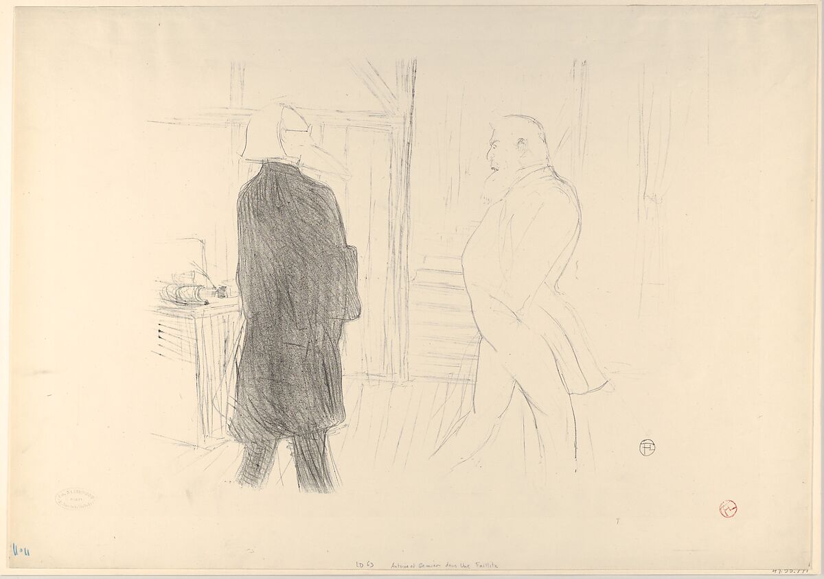 André Antoine and Fermin Gémier in "A Bankruptcy", Henri de Toulouse-Lautrec (French, Albi 1864–1901 Saint-André-du-Bois), Crayon lithograph printed in black ink on wove paper; only state 