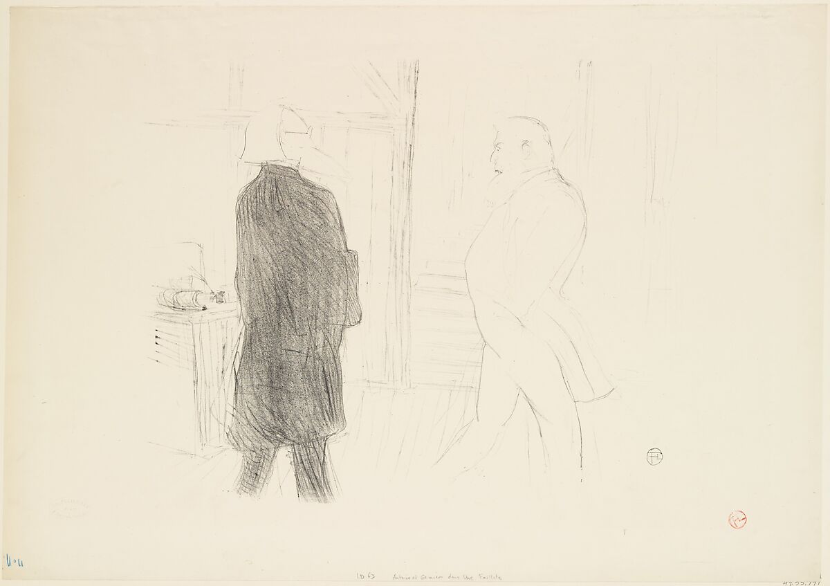 André Antoine and Fermin Gémier in "A Bankruptcy", Henri de Toulouse-Lautrec (French, Albi 1864–1901 Saint-André-du-Bois), Crayon lithograph printed in black ink on wove paper; only state