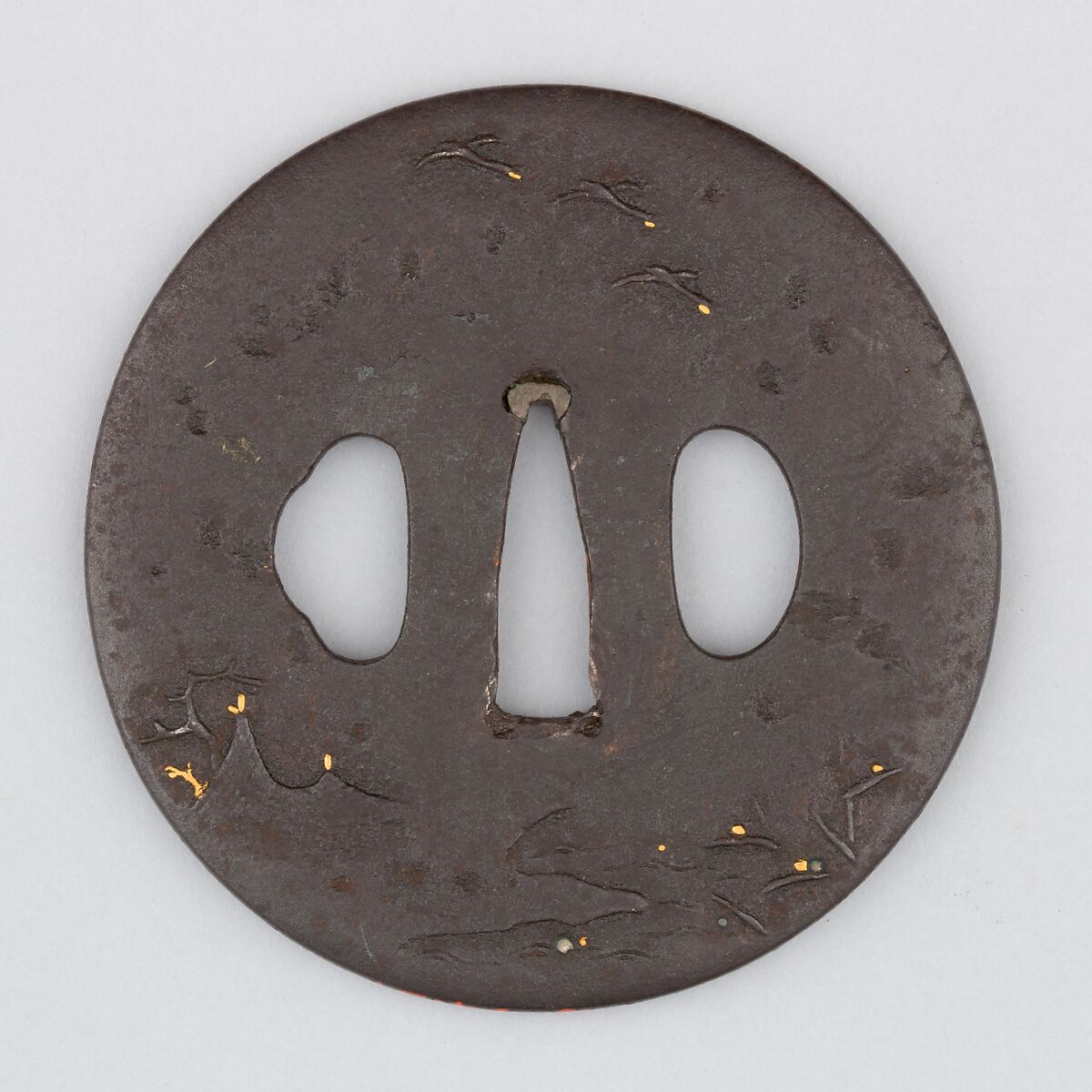 Sword Guard (Tsuba), Iron, silver, copper, Japanese