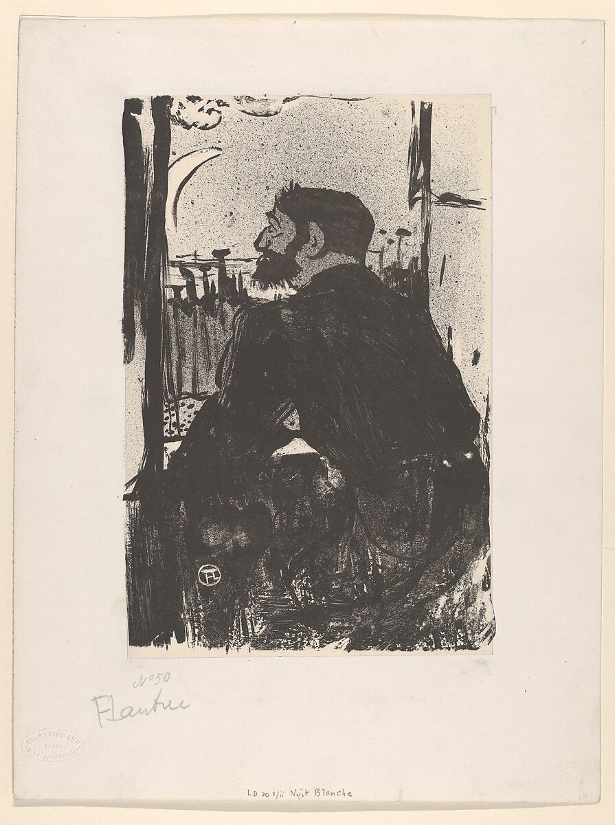 Sleepless Night (from Les Vieilles Histoires), Henri de Toulouse-Lautrec (French, Albi 1864–1901 Saint-André-du-Bois), Brush and spatter lithograph with scraper printed in black on wove paper; only state 