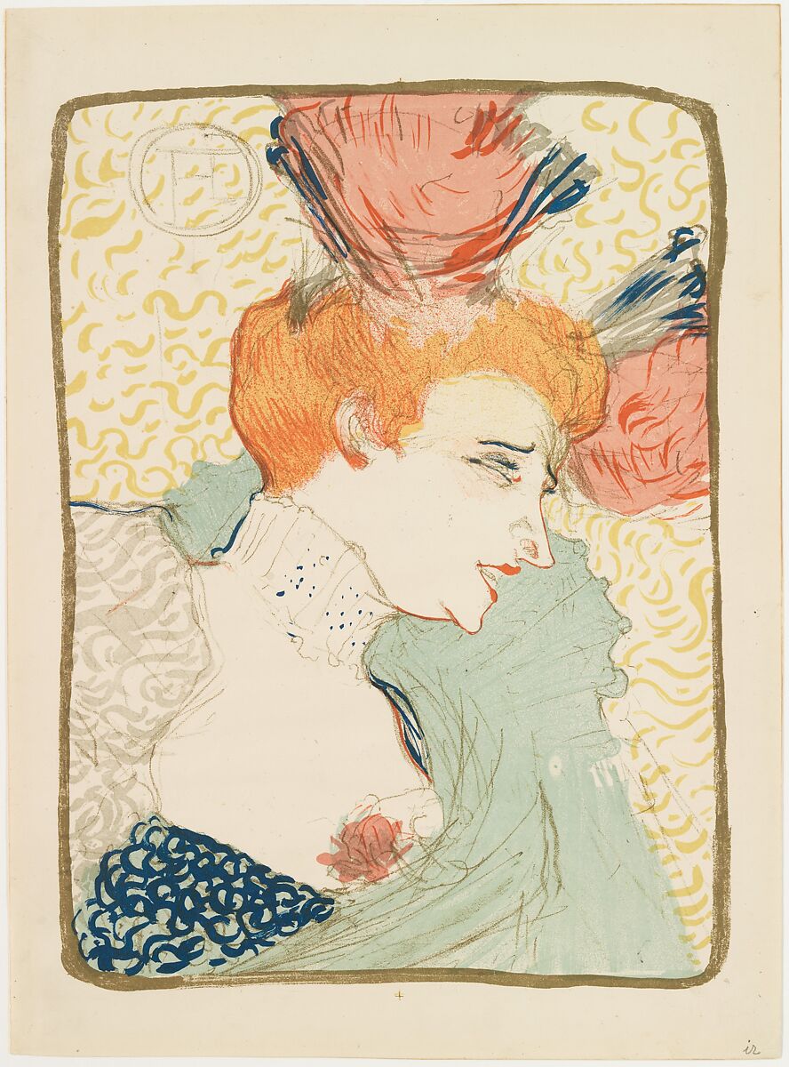 Portrait Bust of Mademoiselle Marcelle Lender, Henri de Toulouse-Lautrec (French, Albi 1864–1901 Saint-André-du-Bois), Crayon, brush, and spatter lithograph printed in eight colors; fourth state of four (rare trial proof for Pan edition)