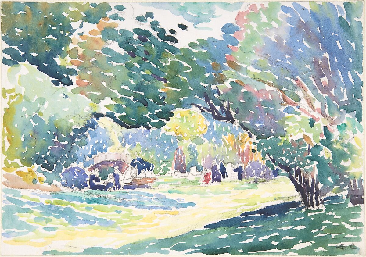 Landscape, Henri-Edmond Cross (Henri-Edmond Delacroix)  French, Watercolor and crayon on paper