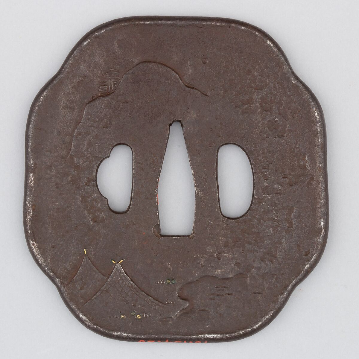 Sword Guard (Tsuba), Iron, gold, silver, copper, Japanese