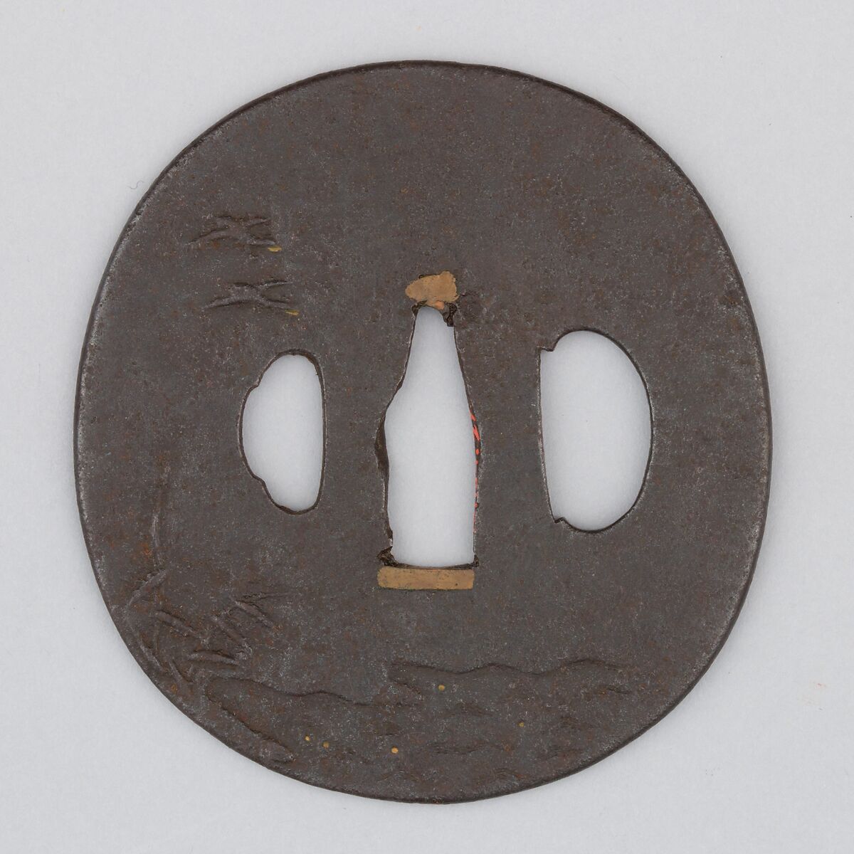 Sword Guard (Tsuba), Iron, copper, Japanese