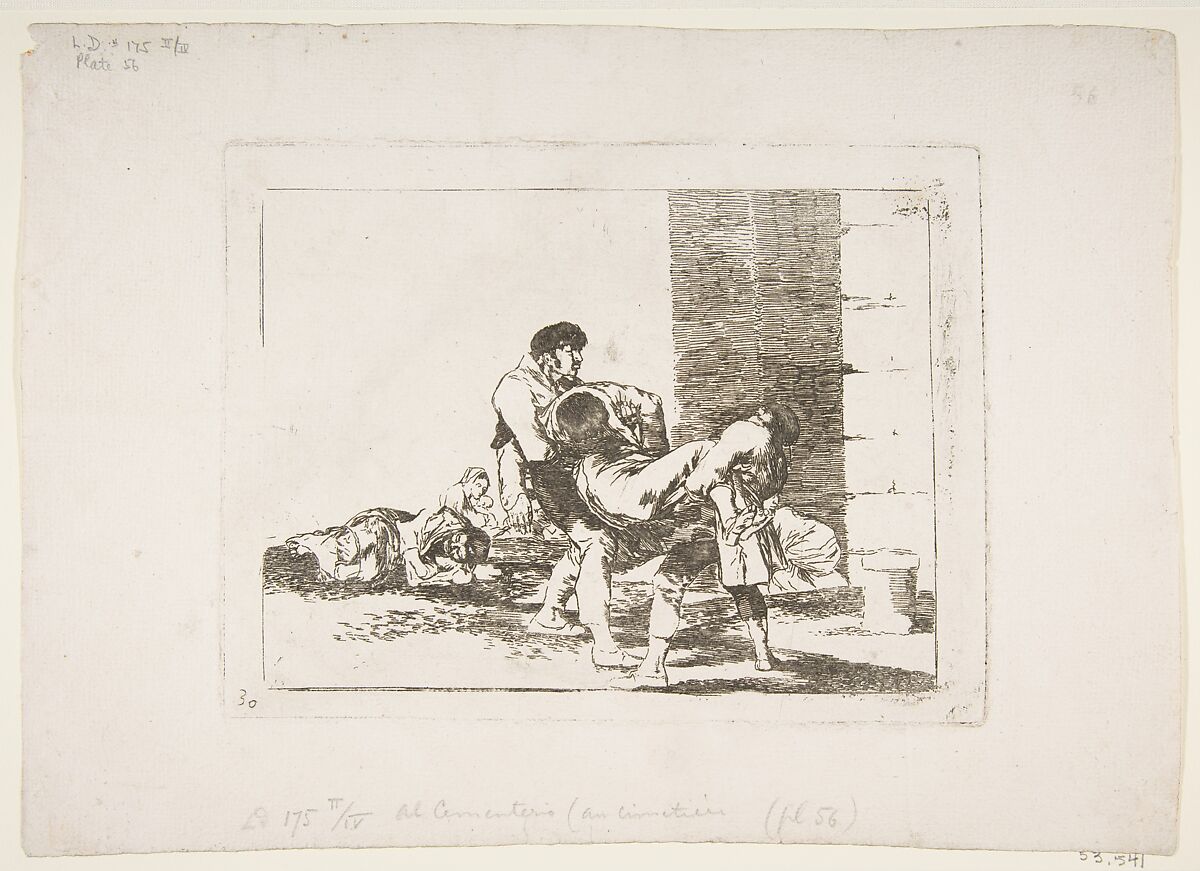 Plate 56 from 'The Disasters of War' (Los Desastres de la Guerra): 'To the cemetery.'(Al cementerio.), Goya (Francisco de Goya y Lucientes) (Spanish, Fuendetodos 1746–1828 Bordeaux), Etching, lavis, drypoint 