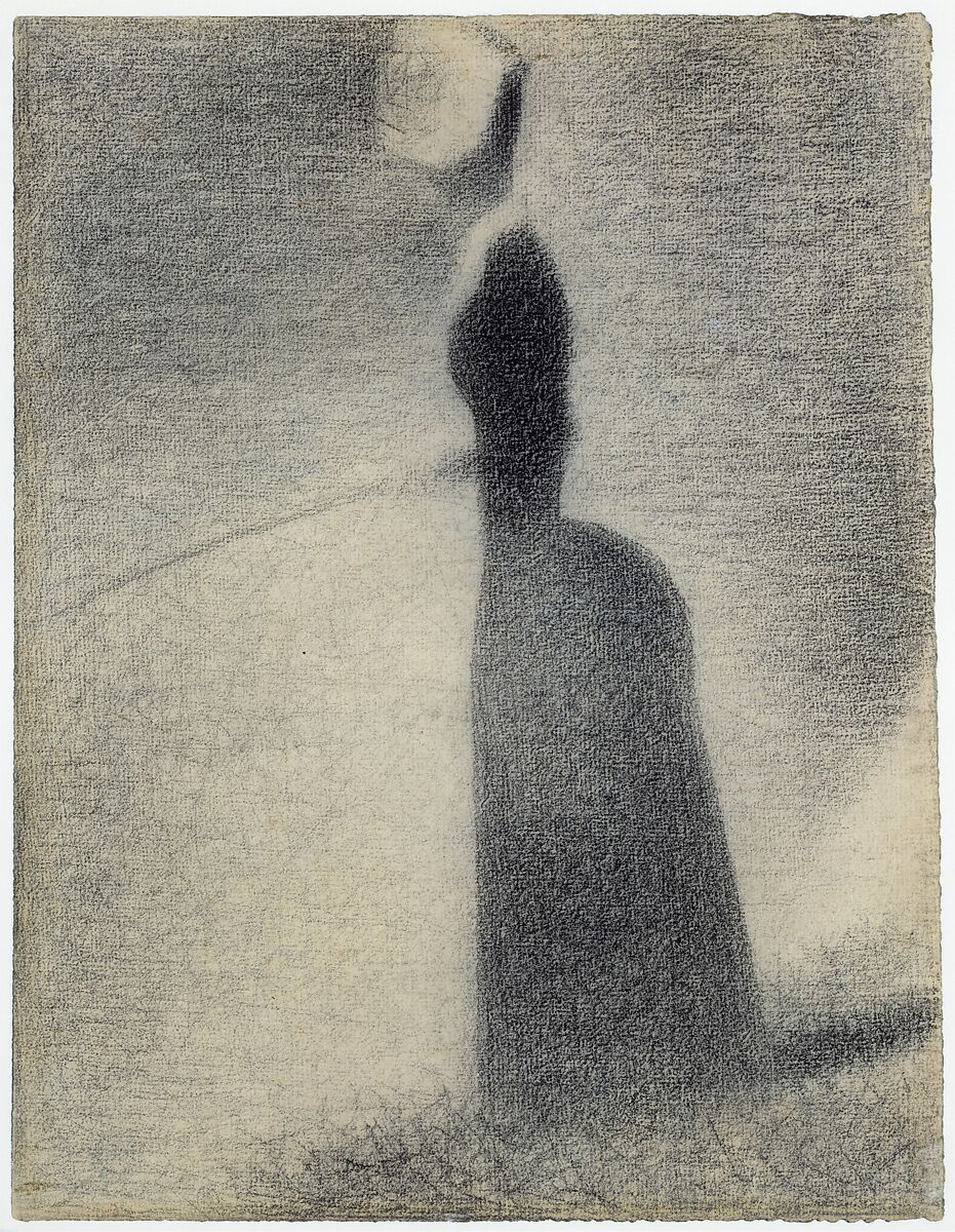 A Woman Fishing, Georges Seurat  French, Conté crayon