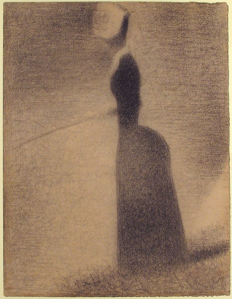 A Woman Fishing, Georges Seurat (French, Paris 1859–1891 Paris), Conté crayon