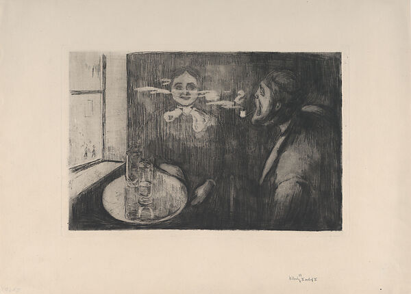 Tête-à-tête, Edvard Munch (Norwegian, Løten 1863–1944 Ekely), Etching with drypoint and burnishing; third state of three (Woll)