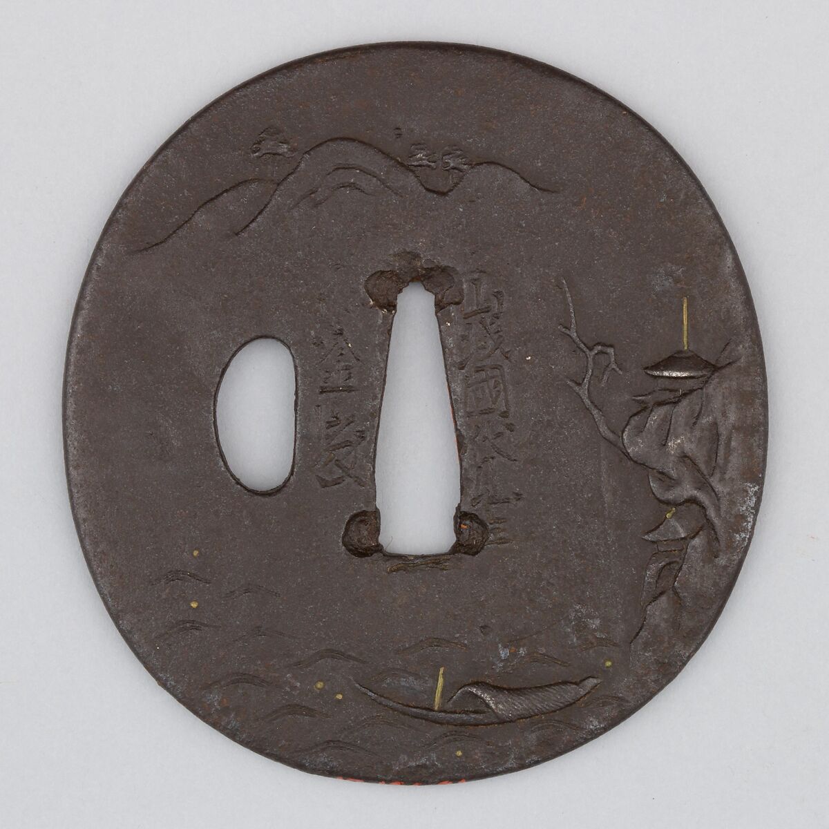 Sword Guard (Tsuba), Iron, copper, Japanese 