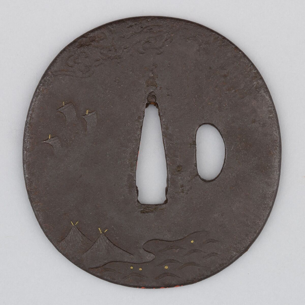 Sword Guard (Tsuba), Iron, copper, Japanese