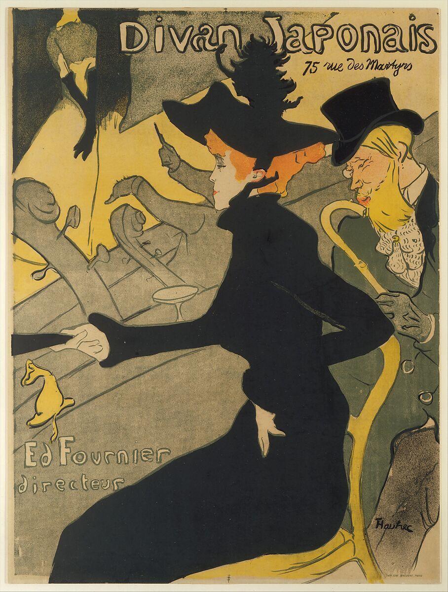 Divan Japonais, Henri de Toulouse-Lautrec (French, Albi 1864–1901 Saint-André-du-Bois), Lithograph printed in four colors, wove paper 