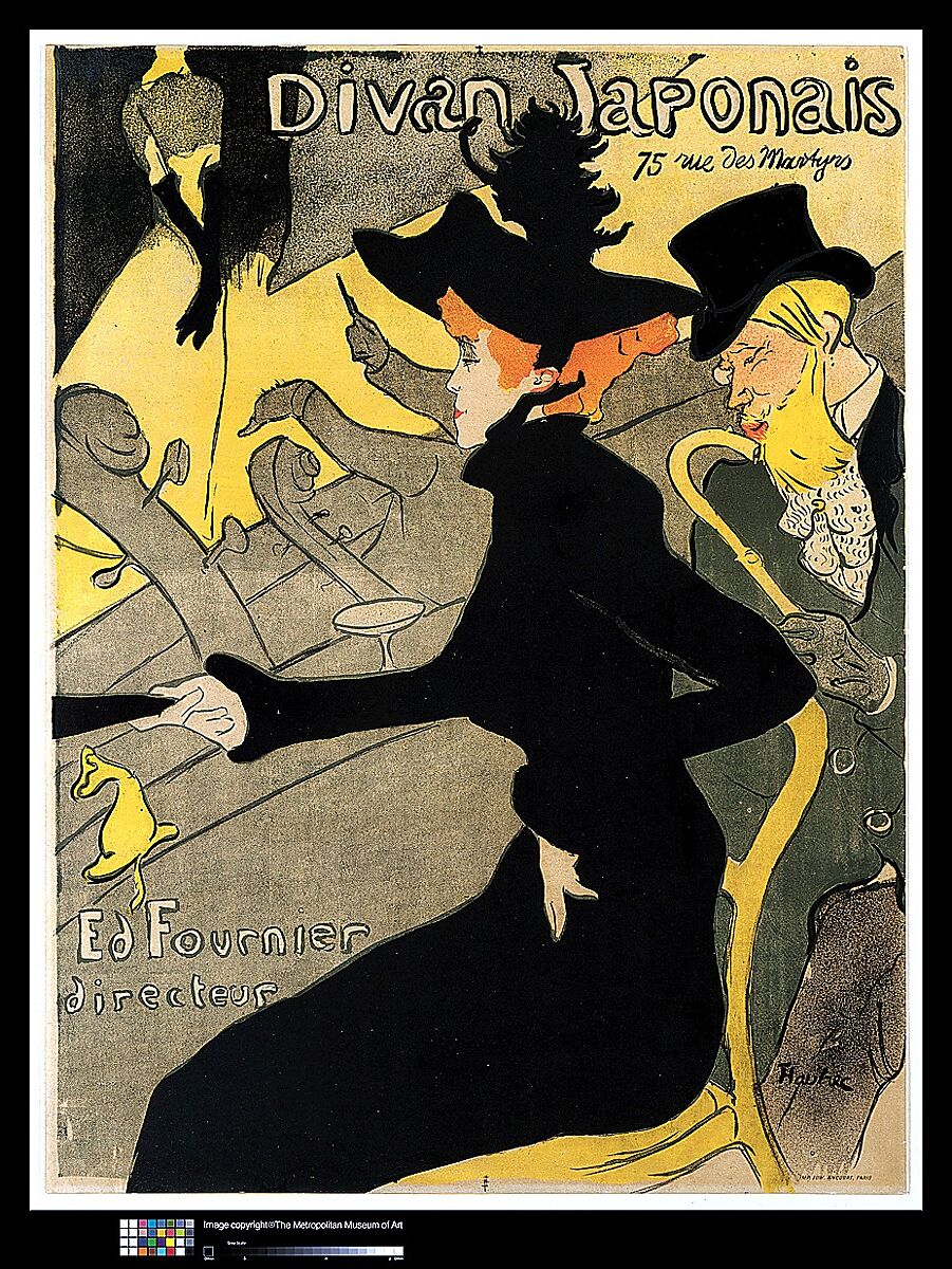 Divan Japonais, Henri de Toulouse-Lautrec (French, Albi 1864–1901 Saint-André-du-Bois), Lithograph printed in four colors, wove paper
