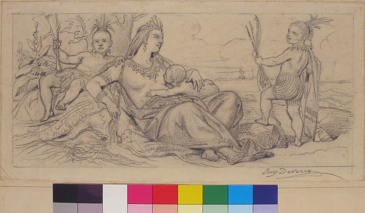 Allegory of America, Eugène Devéria (French, Paris 1805–1865 Pau), Graphite