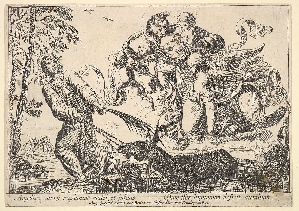 Angels Lifting Virgin and Child, Pierre Brebiette (French, Mantes-sur-Seine ca. 1598–1642 Paris), Etching 