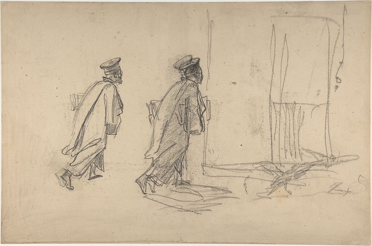 Lawyer on His Way to Court (Se Rendant à l'Audience), Thomas Couture (French, Senlis 1815–1879 Villiers-le-Bel), Black chalk 