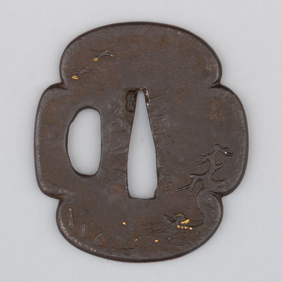 Sword Guard (Tsuba), Iron, copper, Japanese 