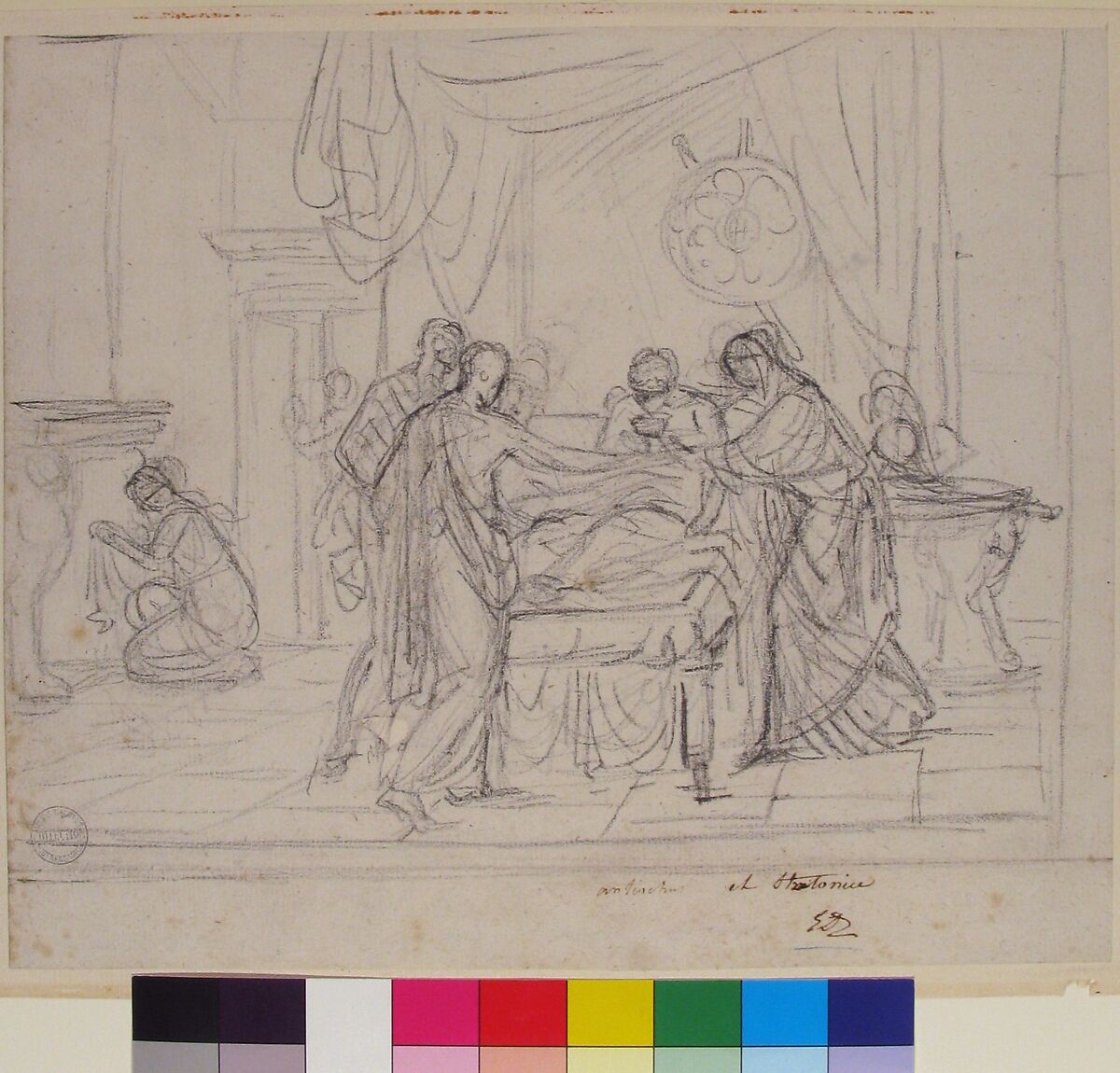 Scene from Ancient History: Cup Offered to an Invalid, Jacques Louis David (French, Paris 1748–1825 Brussels), Black chalk