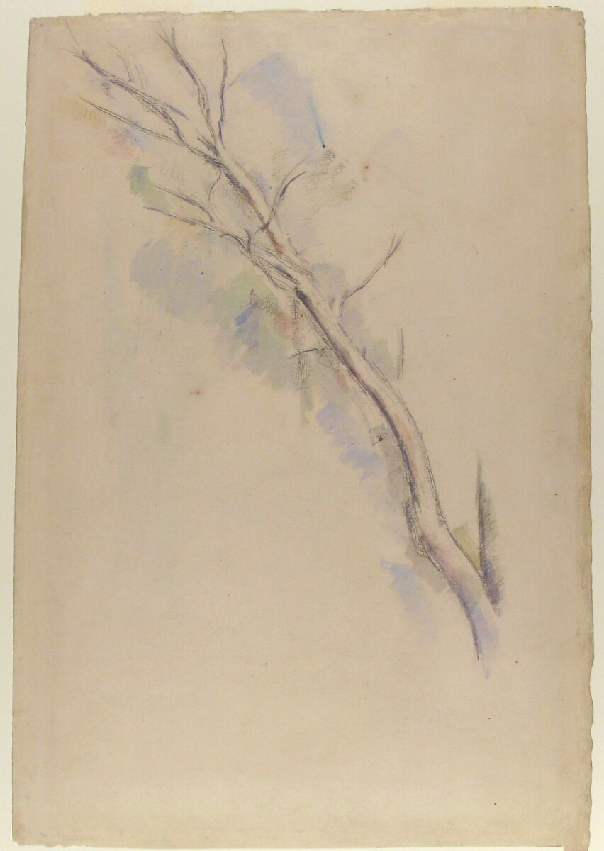 Studies of a tree (recto and verso), Paul Cézanne (French, Aix-en-Provence 1839–1906 Aix-en-Provence), Graphite with green, blue and yellow washes (recto); graphite with green, blue and purple washes (verso)