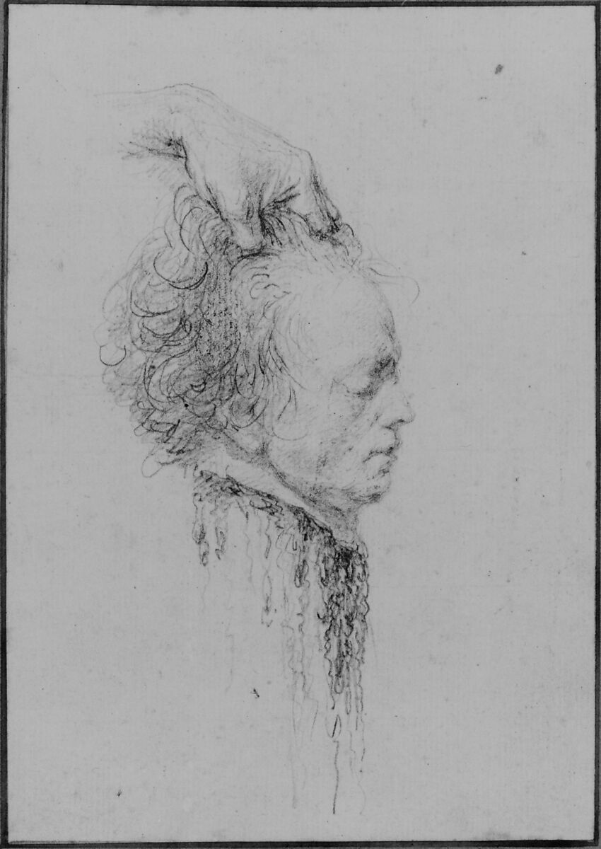 Severed head, said to be that of Maximilien-François-Marie-Isidore de Robespierre (1758-1794), guillotined July 28, 1794 (10 Thermidor, An II), Baron Dominique Vivant Denon (French, Givry 1747–1825 Paris), Graphite