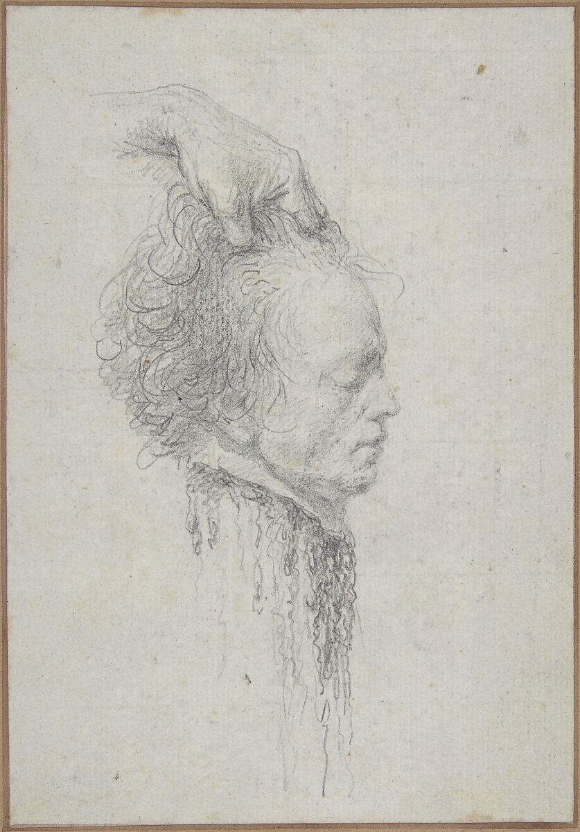 Severed head, said to be that of Maximilien-François-Marie-Isidore de Robespierre (1758-1794), guillotined July 28, 1794 (10 Thermidor, An II), Baron Dominique Vivant Denon  French, Graphite