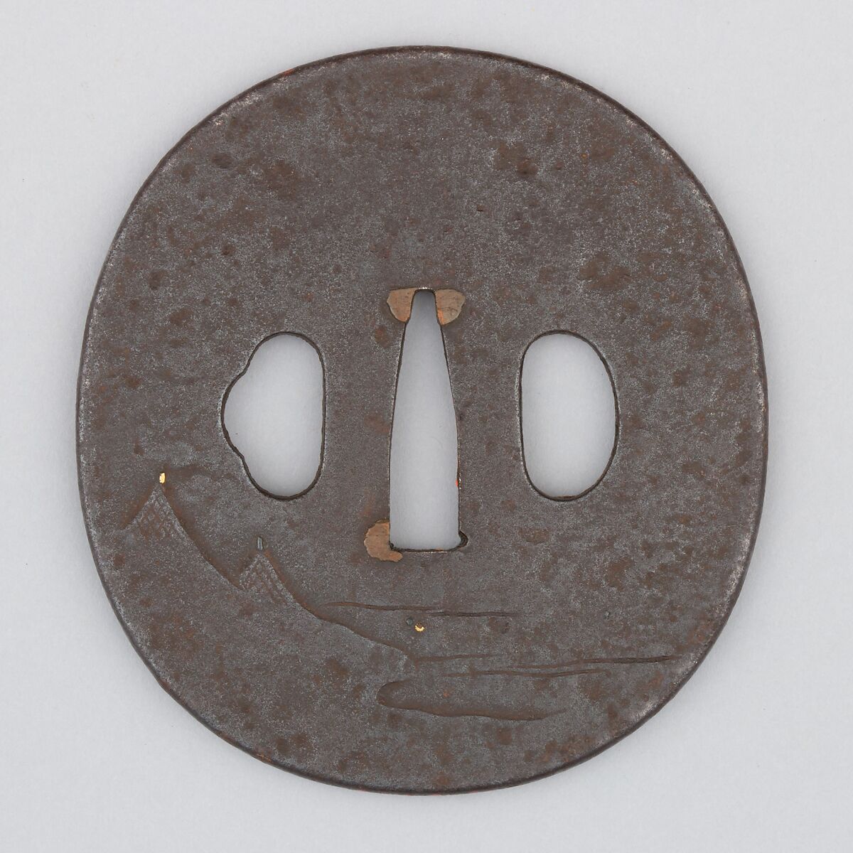 Sword Guard (Tsuba), Iron, copper, Japanese