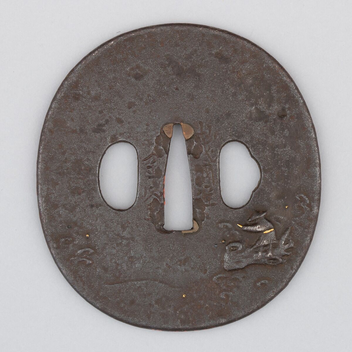 Sword Guard (Tsuba), Iron, copper, Japanese 