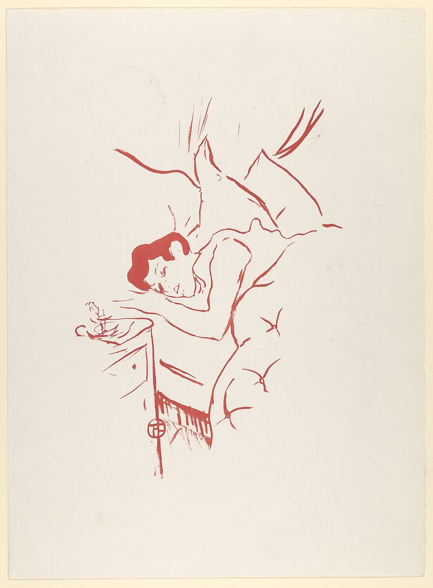 Your Mouth (from Les Vieilles Histoires), Henri de Toulouse-Lautrec (French, Albi 1864–1901 Saint-André-du-Bois), Lithograph printed in red on wove paper; only state; posthumous re-edition after 1901 