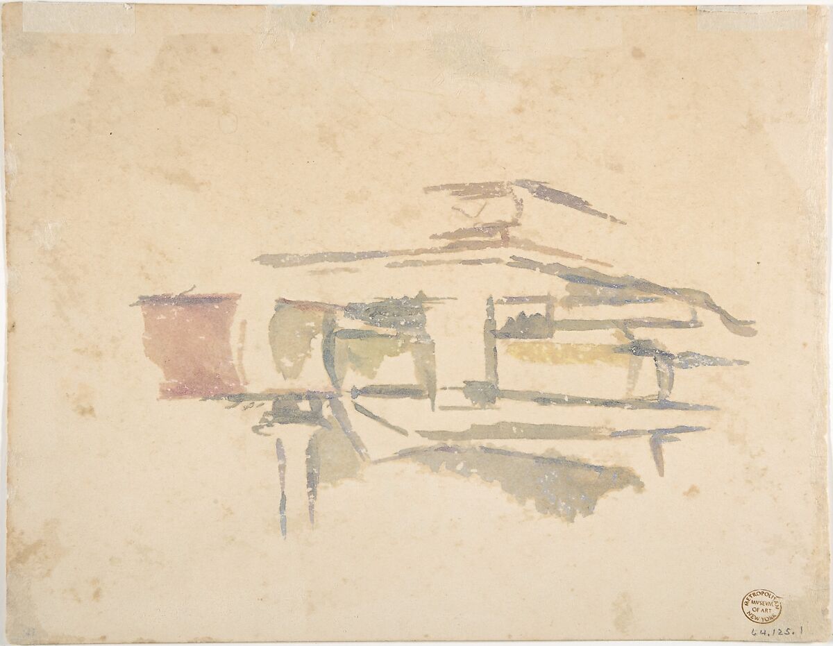 Bathers (recto); Still Life (verso), Paul Cézanne (French, Aix-en-Provence 1839–1906 Aix-en-Provence), Watercolor over graphite (recto); watercolor (verso)