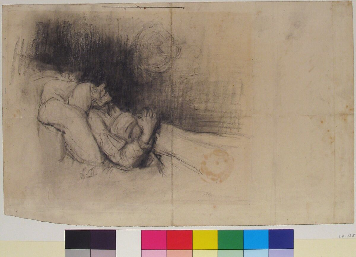 Man Dreaming, Formerly attributed to copy after Honoré Daumier (French, Marseilles 1808–1879 Valmondois), Lithographic crayon