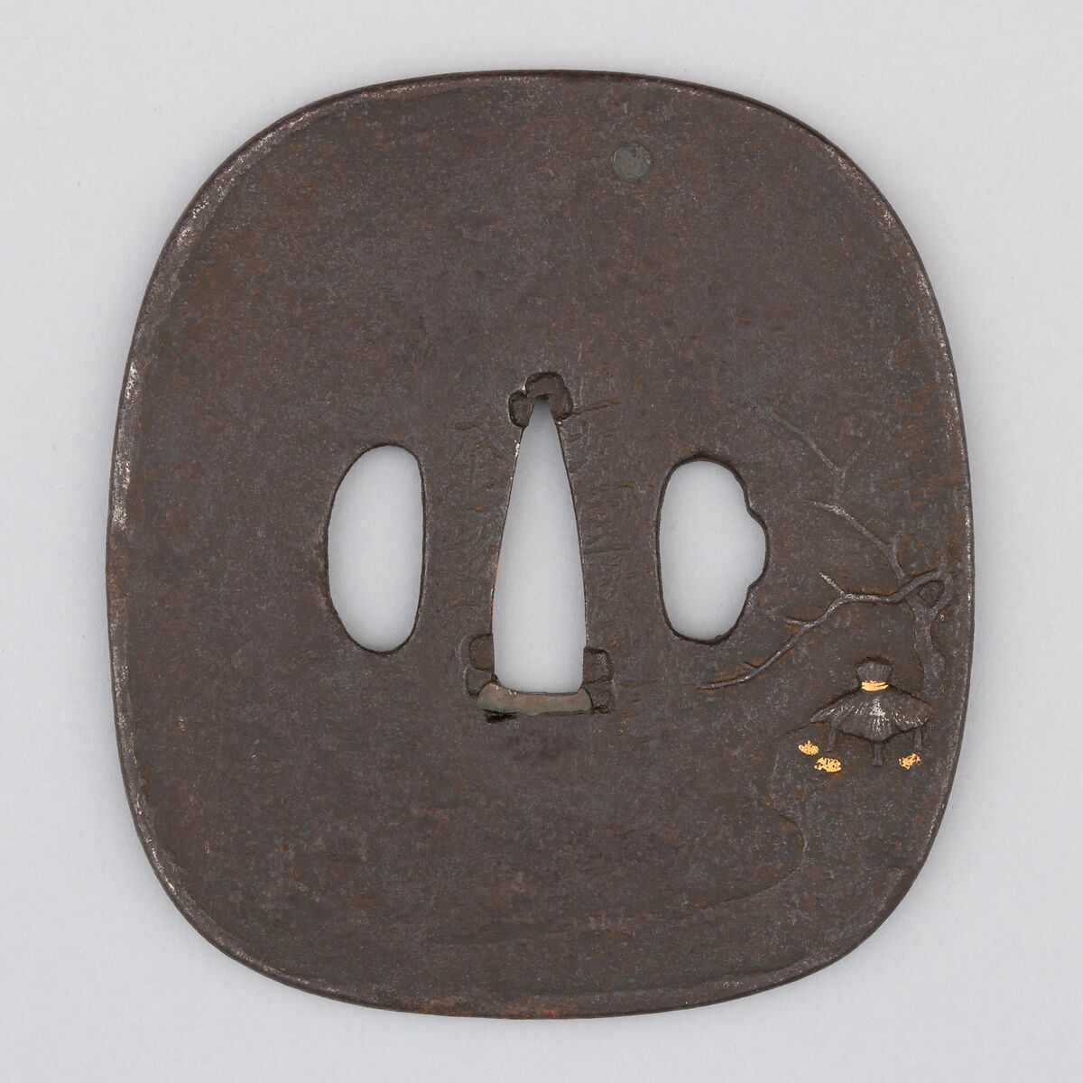 Sword Guard (Tsuba), Iron, copper, Japanese 