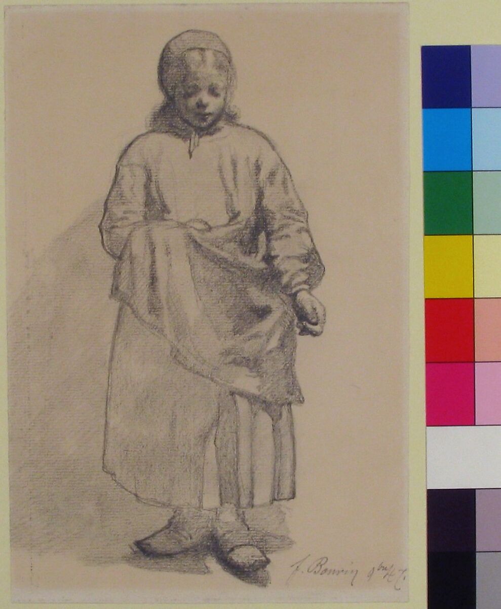 Standing Peasant Girl, François Bonvin (French, Paris 1817–1888 Saint-Germain-en-Laye), Graphite