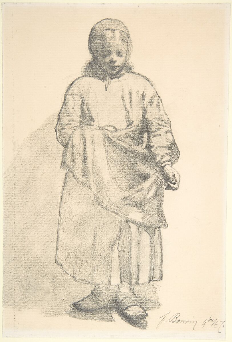 Standing Peasant Girl, François Bonvin (French, Paris 1817–1888 Saint-Germain-en-Laye), Graphite 