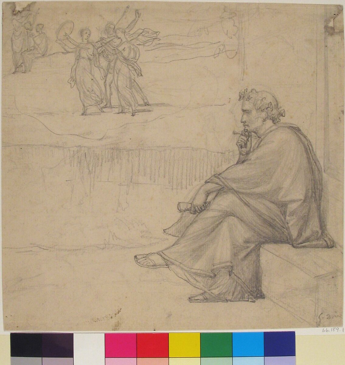Male figure in classical costume, Gustave Doré (French, Strasbourg 1832–1883 Paris), Graphite