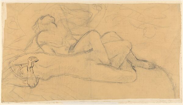 Adam and Eve, Antoine-Emile Bourdelle (French, Montauban 1861–1929 Vésinet), Graphite, pen and black ink 