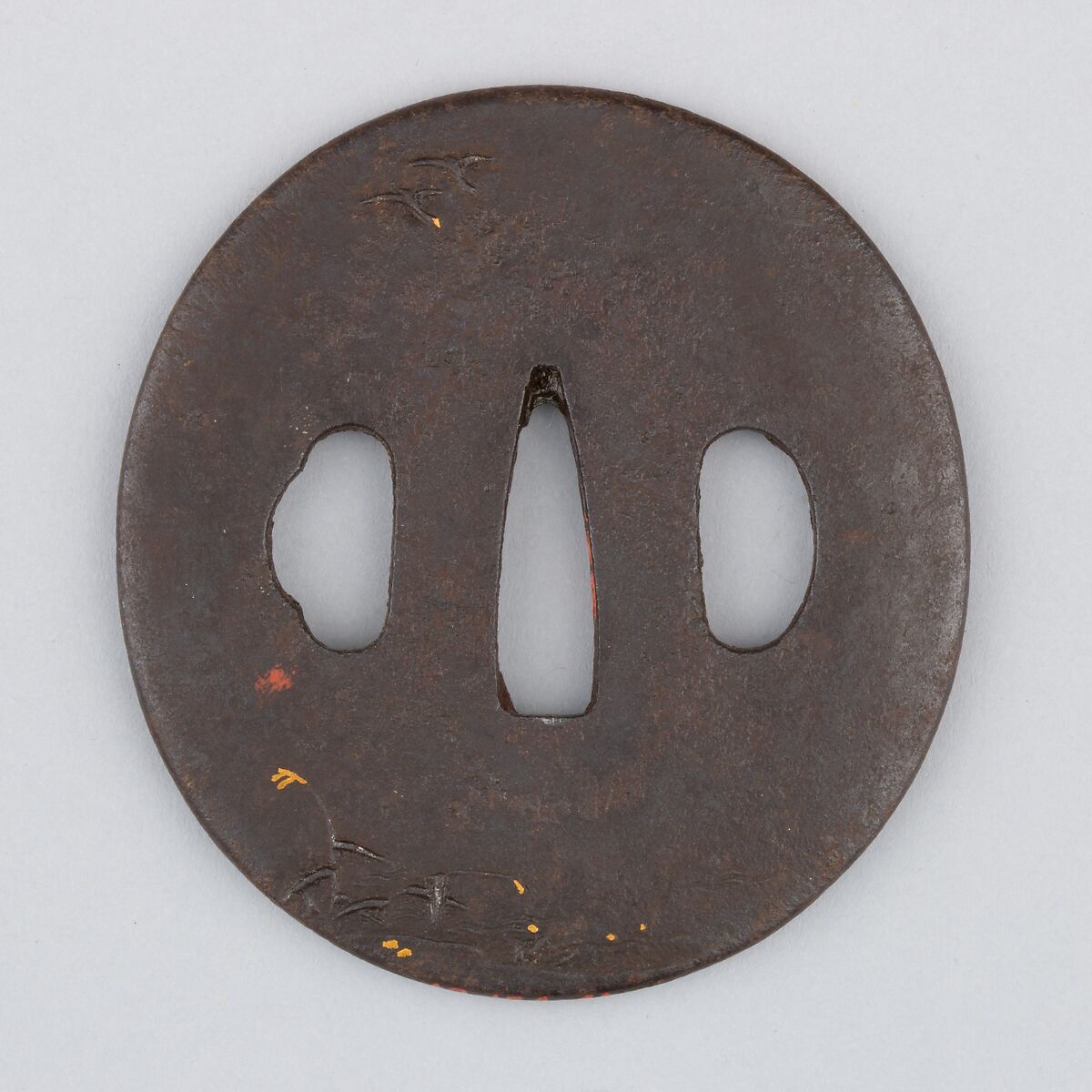 Sword Guard (Tsuba), Iron, copper, Japanese