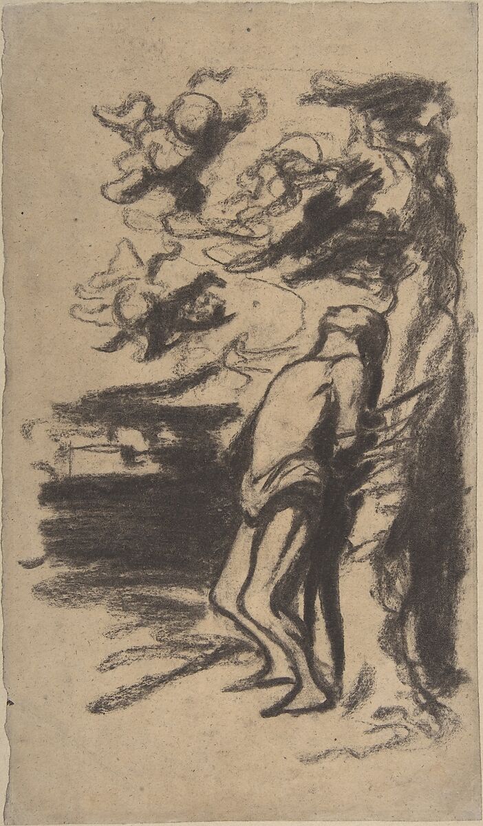 Saint Sebastian, Honoré Daumier (French, Marseilles 1808–1879 Valmondois), Charcoal on wove paper 