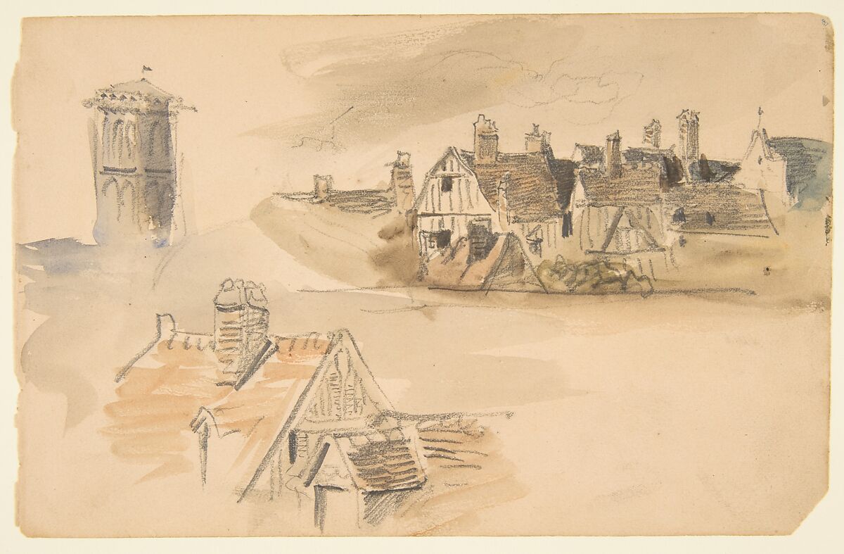 Sketchbook with views of Tours, France and its environs, Eugène Delacroix (French, Charenton-Saint-Maurice 1798–1863 Paris), Graphite and watercolor on wove paper