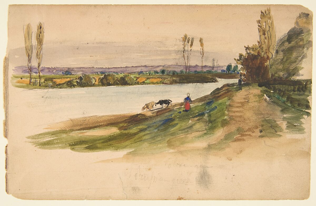 Sketchbook with views of Tours, France and its environs, Eugène Delacroix (French, Charenton-Saint-Maurice 1798–1863 Paris), Graphite and watercolor on wove paper
